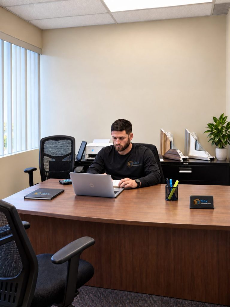 Max Windows & Doors team member working in the Edmonton office